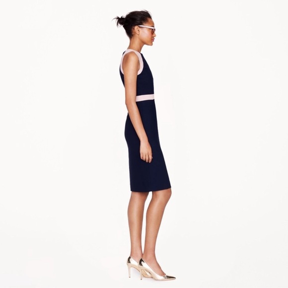 J.CREW Gwen navy blue colorblock sheath dress NEW NWT Size 8 nude blush pink - Picture 4 of 9